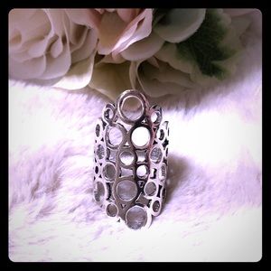 NWT Boho Embellished Silver Plated Statement Ring
